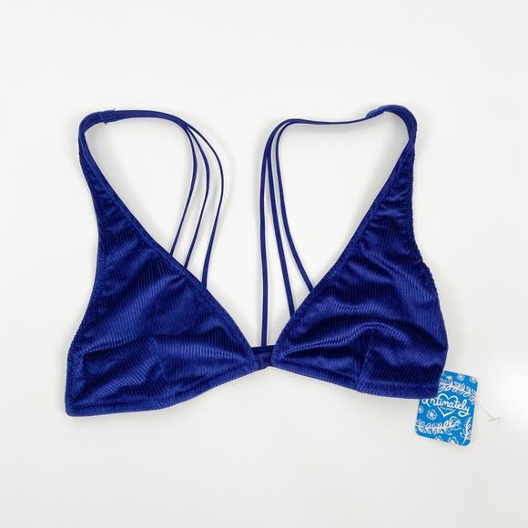 NWT Intimately Free People Magic Hour Velvet Bra Blue Strappy Bralette Size XS - Picture 2 of 7